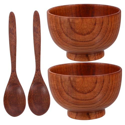 COLLBATH 1 Satz Holz Geschirr Set Basic Mikrowelle Wiederverwendbar Schüssel Suppenteller Gericht Schlüssel Nudelschale Mit Runden Utensil Abendessen Brown Hölzern