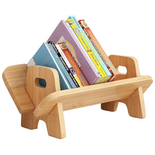 NUODWELL Holz Kinder Bücherregal, Desktop Kinder Bücherregal Aufbewahrung Display Rack Kleine Kind Buch Organizer für Kinderzimmer (Holz)