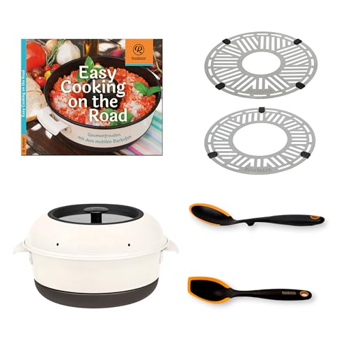RoadBaker All Inclusive Set - 6-teilig | Campingbackofen | Backgitter | mobiler Backofen | Servierlöffel | Kochlöffel | Backblech