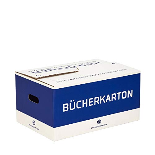 Bücherkartons Professionell - 10 Stück - 35 Liter - Entfaltet sich Automatisch - Selbstschließend - Bücherboxen - Doppelte Wellpappe - Umzugskartons