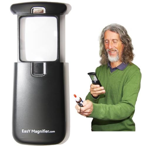 EasY Magnifier Leselupe 30X (300%) Vergrößerung mit LED Licht | Beleuchtete Taschen Lupe, Vergrößerungsglas Zum Lesen Kleiner Schrift | Handlupe Geschenk Lesehilfe Senioren