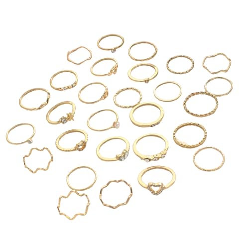 Elegante 28 Stücke Stilvolle Wellenringe Mit Herzakzent Tragbarem Accessoire Für Alltägliche Verschleiß Und Besondere Anlässe