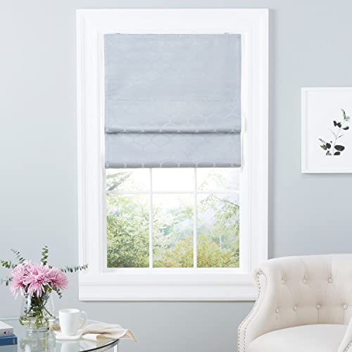 Exclusive Home Montague Rankgitter Total Blackout Roman Shade, 100% Polyester, Silber, 27x64