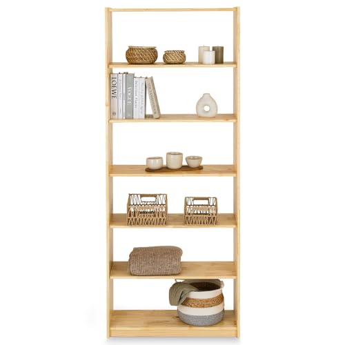 IDIMEX Standregal mit 7 Böden, praktisches Bücherregal aus massiver Kiefer in Natur, Schlichtes Büroregal aus Massivholz