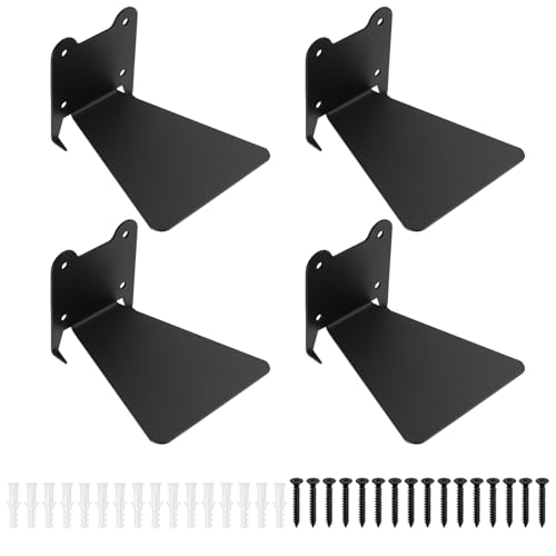 4 Stück Unsichtbares Schwebendes Bücherregal Wandregal Bücherregale, Metall Bücher Wandregal Schwebendes Regal Schwarzes, für Wohnzimmer Büro Schlafzimmer Deko Floating Bookshelf, Als Bücherhalter