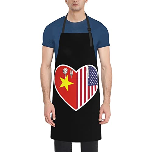 Arbeitsschürzen Ich Liebe Amerika Und Vietnam Neuheit Apron Mit 2 Geräumigen Taschen Kochschürze Für Restaurant Zum Kochen Friseur