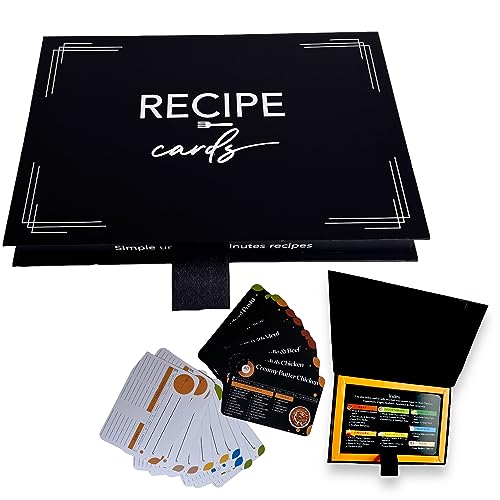Geschenkbares 10,2 x 15,2 cm Rezeptkarten und Box, Küchenset - 18 doppelseitige Mahlzeiten-Vorbereitungs-Kochbuch-Karteikarten, 12 leere Rezeptkarten und Geschenkbox-Set für Junggesellinnenabschiede,