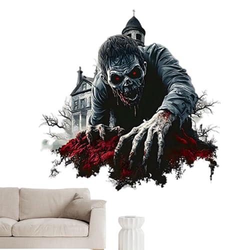 Floor Decals, Halloween-Wandsticker, 3D-Horror-Handkunst, Spooky Peel Design, abnehmbar, dekorativer Akzent, für Innenbereich, Außenbereich, Bühnen, Bad, Auto und Home Setup