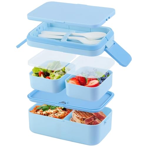 SGAONSN Brotdose Kinder mit Fächern 1780ML,3 in 1 Brotdosen Lunchbox Kinder mit 3 Fächern,Auslaufsicher Bento Box LunchboxErwachsene,Vesperdose Frühstücksbox für Mädchen & Jungen BPA-Frei