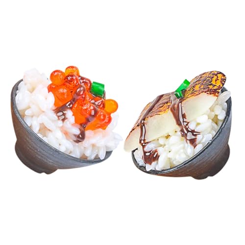 MUCKLILY 2 Stück Simulierte Sushi-Ornamente gefälschtes Sushi künstliche Nahrung falsches Fleisch vorgibt Essen Prop Essen realistisches Spielfutter realistische Lebensmittelrequisiten PVC