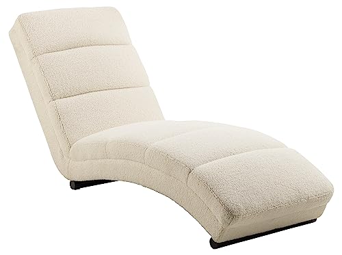 AC Design Furniture Sidse Organische Chaiselongue Teddystoff in Cream fürs Home Office und Wohnzimmer, Gepolsterte Liege mit Rückenlehne, Keine Montage, L: 170 x H: 82 x B: 60 cm, 1 Stk.