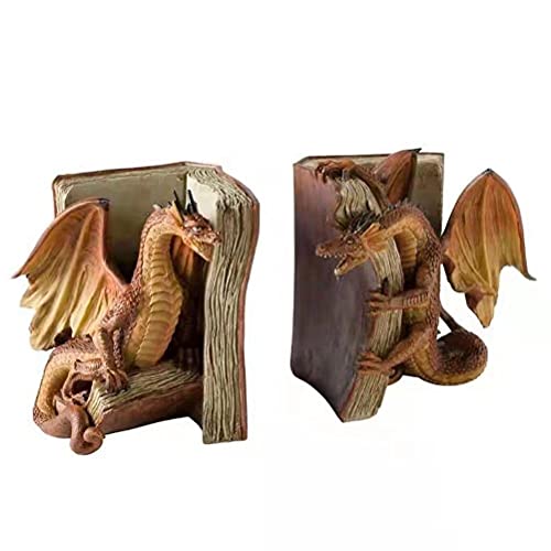 BTSEURY Lustige Drache Buchstützen Harz Dragon Statue Desktop Buchend Home Office Bücherregal Dekoration