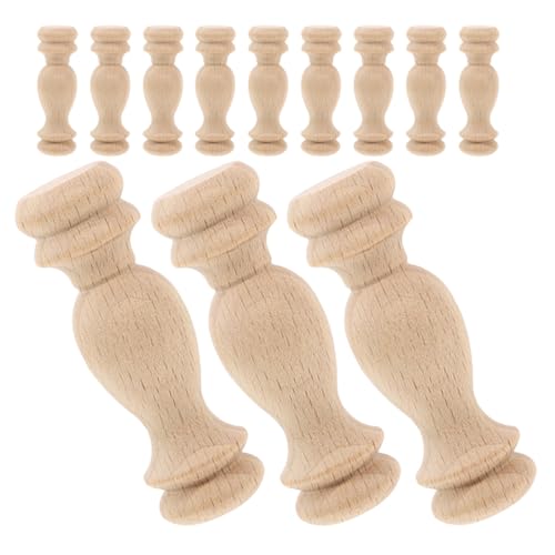 MAGICLULU 12 Stück Holzzierleisten aus Massivem Holz in Beige Kleine Romanische Säulenköpfe für Innenraum Deko und Geländerreparatur mit Klassischem Design