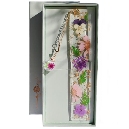 Famweylami Personalisiertes Lesezeichen Gepresste Blumen, Lesezubehör für Bücher, Book Marks for Reading, Lesezeichen Buchstaben, Geschenk für Lehrer, Bücherwurm, Mädchen, Mutter, Großmutter-J