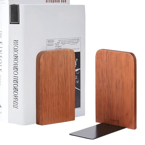 KCatsy Buchstütze Holz 2 Stück (1 Paar) Ebenholz Rot 17 x 12 x 10,5 cm - Bookends Buchstützen Holz Bücherstütze Bücherhalter DVD Regal für Zuhause, Büro und Schule