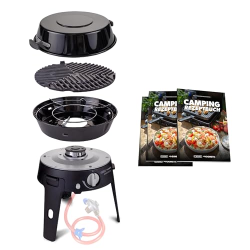 CADAC - Safari Chef 30 LP Combo + Camping-Kochbuch - Tragbarer Grill mit GreenGrill Keramikbeschichtung & Rezeptbuch - inkl. Tragetasche - Camping & Grillzubehör - BBQ-Must-Haves