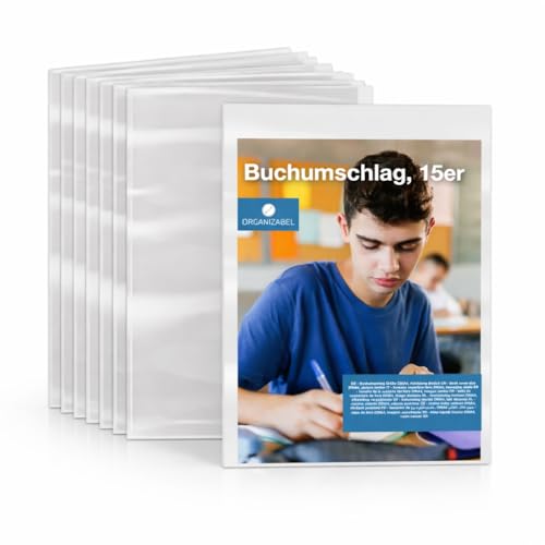 15x Buchumschlag DIN A4 transparent - Buchhülle & Umschlag durchsichtig & klar- für Bücher, Hefte, Buchschoner & Hefthülle