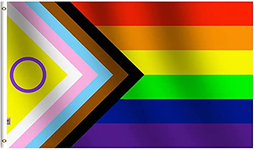 Inclusive New Progress Regenbogen-Flagge 60 x 90 cm – Support Pride Love LGBT – Hausdekoration, Banner, kleines Hof, Geschenk, doppelseitig, 60 x 90 cm