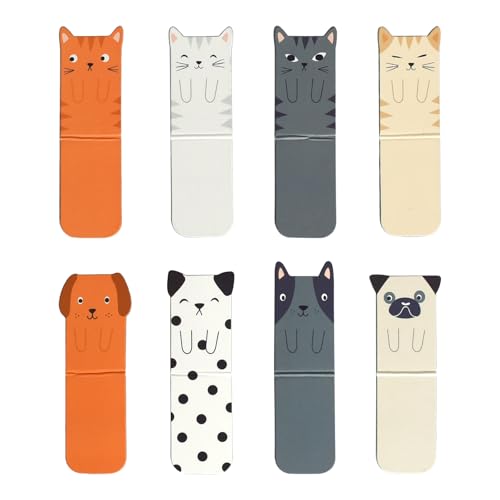 8 Stück Lesezeichen Magnetisch, Cartoon-Magnetlesezeichen, Magnetische Buchseitenhalter für Schüler, Geeignet für Männliche und Weibliche Buchliebhaber, Lesebedarf für Schule, Zuhause und Büro