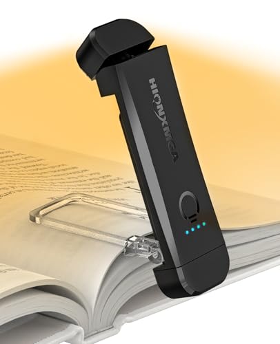 HIONXMGA Leselampe Buch Klemme, Augenschonende Leselampe Buch,3 Farben & Stufenlosem Dimmen, Wiederaufladbar Leselicht, Perfektes für Buchliebhaber, Kinder,Schwarz.