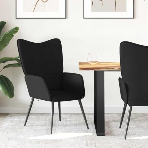 QUAHEAS Relaxsessel Schwarz Stoff, Elegantes Design für Wohnzimmer und Schlafzimmer, Bequemer Lesesessel mit Stahlgestell, Moderner Akzentsessel für entspannte Stunden