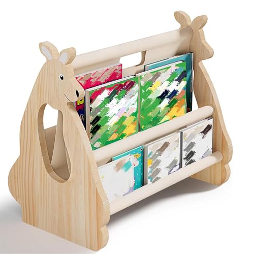 Kinder Bücherregal Holz - Bücherregal Montessori Kinderzimmer Möbel, Montessori Regal für Kinderzimmer, Kinderbücherregal Kleines, Buch-Organizer für Leseecke, Babyzimmer, Kindergarten & Klassenzimmer