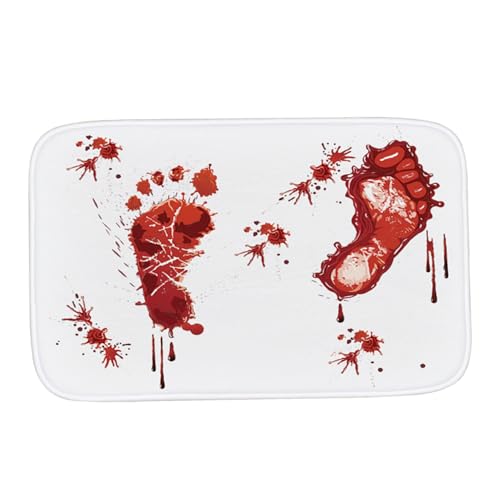 CUCUFA Blutbad Matte 15.75 x 23, 62 Zoll Halloween Bad Matte Super absorbierende Non -Slip -Blut -Badezimmer Flanell Dicke Duschteppich für Badezimmer, Türen, Haustiermatten, Halloween