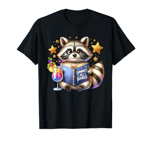 Der Sommer ist ausgebucht Süßer Waschbär liest Urlaub zum Relaxen T-Shirt
