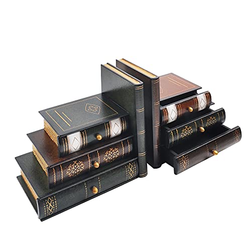 Buchstützen Vintage dekorative Buch-Organizer aus Holz falsches Buchregal Ordentliche Buchstützen für Büro, Bibliothek oder Arbeitszimmer (311)