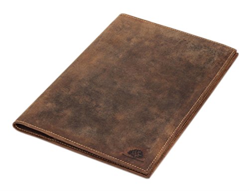 Greenburry Vintage Buchhülle Leder Buchumschlag Lederhülle A5 Ledereinband Notizbuch braun - 24,5x17x1cm