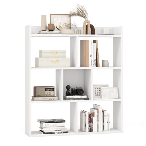 COSTWAY Bücherregal mit 7 Fächern, Standregal, Würfelregal, Aufbewahrungsregal für Wohnzimmer, Schlafzimmer, Büro, 80 x 20 x 90 cm (Weiß)