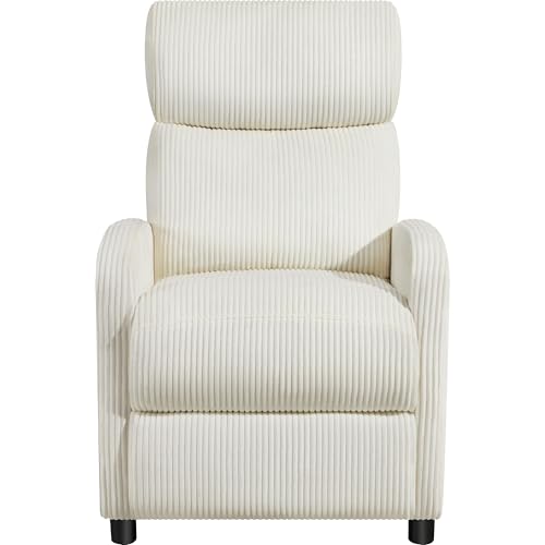 Yaheetech Relaxsessel Fernsehsessel Einzelsofa Ruhesessel mit Verstellbarer Beinablage Liegesessel aus Cordstoff Beige