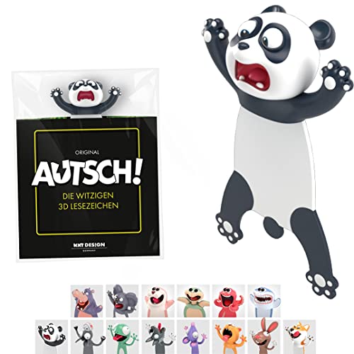 KXT Witzige 3D Lesezeichen - Original AUTSCH! Cartoon Tiere - Lustiges Geschenk für Kinder und Erwachsene (Panda)