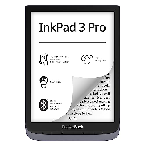 PocketBook e-Book Reader 'InkPad 3 Pro' (deutsche Version) 16 GB Speicher, 19,8 cm (7,8 Zoll) E-Ink Carta Display - Metallic Grey