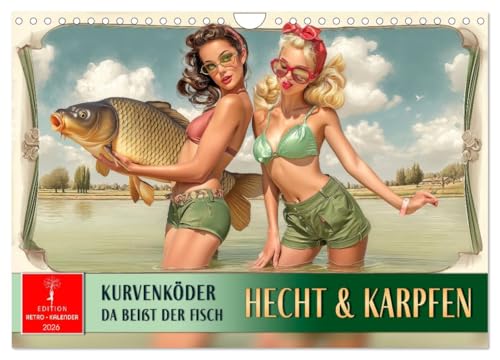 Hecht und Karpfen - Kurvenköder, da beißt der Fisch (Wandkalender 2026 DIN A4 quer), CALVENDO Monatskalender