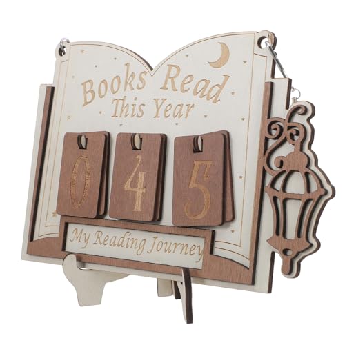 TOYANDONA Lesefortschrittsanzeige Holz Buchzähler Tracker Schild Manuelle Leseecke Dekoration für Heimbibliothek und Klassenzimmer Tragbares Lesetagebuch Dekoschild „ Gelesen“
