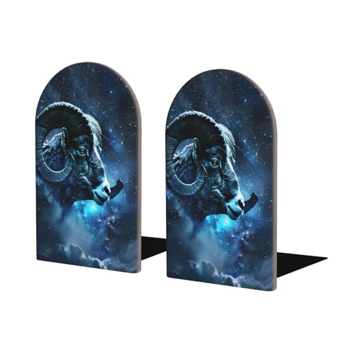 Mosytuky Buchstützen mit himmlischem Widder, Nachthimmel, Druck, für Zuhause, Büro, Bibliothek, Schule, Studium, Dekoration, 2 Stück