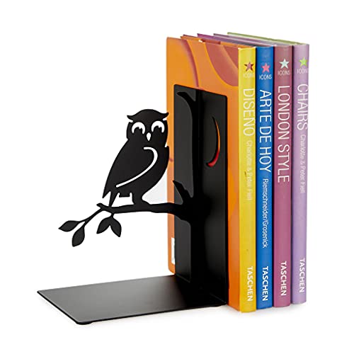 balvi Buchstütze Book Guard Farbe Schwarz Buchstütze für das Bücherregal in Eulenform Lustiges Access