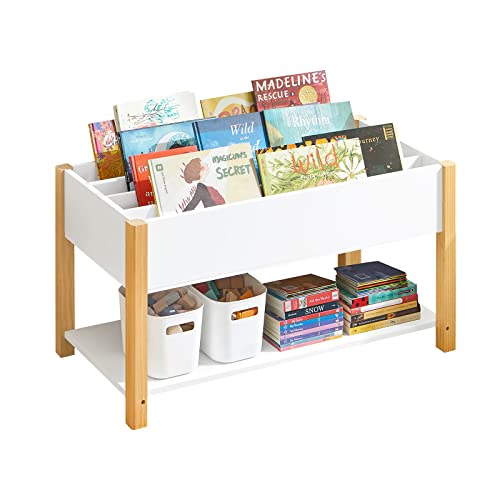 SoBuy KMB35-W Kinder Bücherregal Kinderregal mit Ablagefächern Aufbewahrungsregal für Kinder Bücherständer Spielzeugregal Weiß BHT ca.: 85x45x42cm