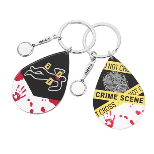 TOVINANNA Halloween Crime Scene Schlüsselanhänger mit Lupe Kreatives Zubehör für Detektiv Tragbar Langlebig für Halloween Feiern Cosplay
