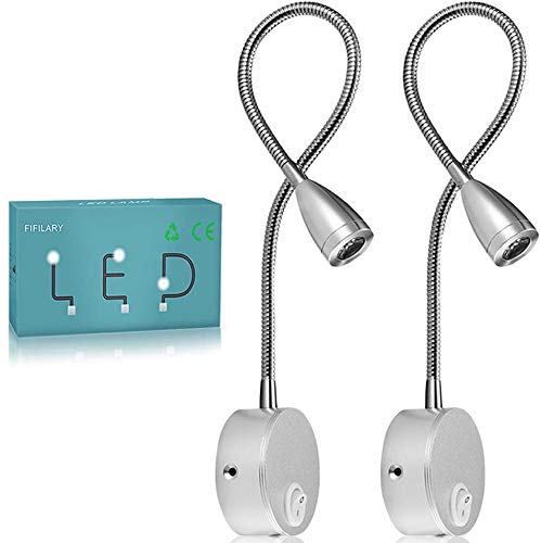 Leselampe, 2PCS LED-Bettleuchten für die Wandmontage; Nachttischlampen mit Aluminium; Nachtbeleuchtung als Wandlampe für Schlafzimmer/Büro/Studie/Display, warm-weiß, 200LM/3000K/3W/110-240V AC