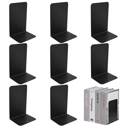 8 Stück Buchstütze aus Metall,20x13.5x10cm mit Rutschfester Matte Buchstütze,Buchständer für Leseständer Notenständer Bücherstützen für Büro Schule Zuhause Bibliothek
