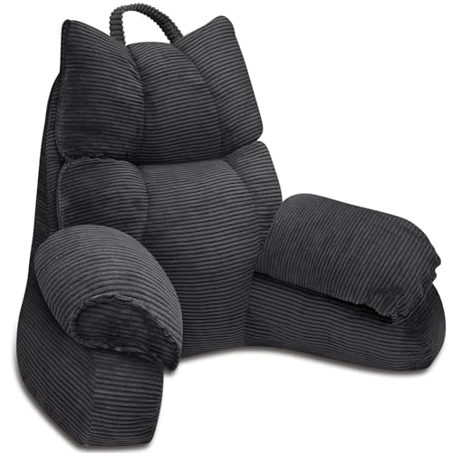 SOOYUZXXED Lesekissen für Bett und Sofa，Rückenkissen für Bett，Lesekissen mit Rückenlehne für Erwachsene ，Bequem zum Sitzen, Lesen & Fernsehen in Boden oder Sofa（Grauschwarz，67 * 30cm）