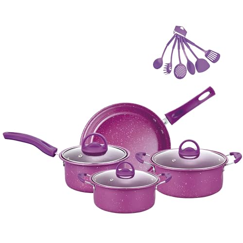 Antihaft-Kochgeschirr-Set, Induktionskompatibel mit Bratpfannen und Stielkasserollen für einfaches Kochen