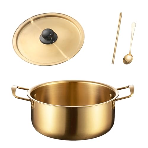 ZnttUu Ramen Suppentöpfe aus Edelstahl mit Deckel und Essstäbchen Löffel Set, ideal für Einzelportionen, unverzichtbare koreanische Ramen Töpfe mit Deckel und Utensilien Set für die Küche