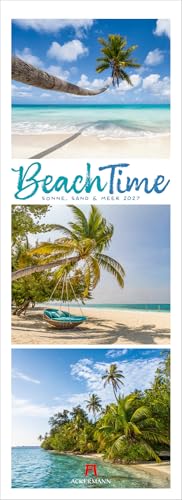 BeachTime Triplet-Kalender 2027 | Sonne, Sand & Meer: Tropischer Strand-Kalender im schlanken Hochformat (24x66 cm) | Karibik | Triplet-Fotografie