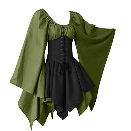 Generisch Mittelalter Kleid Damen Kleidung mit Korsett Viktorianisches Partykleid Vintage Maxikleid Für Halloween Cosplay Gothic Kleider Festlich Elegant
