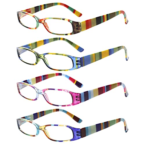 COJWIS 4 Pack Damen Lesebrille Mit Schönes Muster Brille Federscharnierleser für Frauen Reader (4 Farbe Mischen-2, 2.50, multiplier_x)