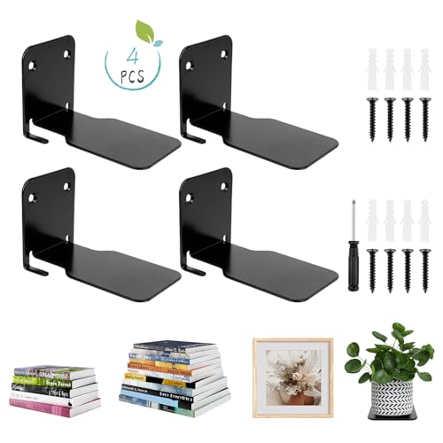 4 Stück Unsichtbares Bücherregal Schwebendes Regal Metall für Bücher Schwebendes Regale Wand für Schlafzimmer Floating Bookshelf Metall Stabil für Büro Küche