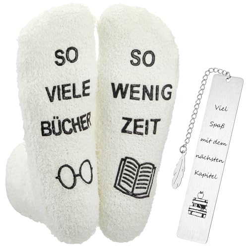 Geyoga Geschenke für Leseratten Lustige Bücher Socken mit Spruch Metall Lesezeichen für Bücherwürmer Lesen Zubehör Geschenke für Frauen Lehrerin Kollegin - Geburtstag Abschluss Abschied Ruhestand